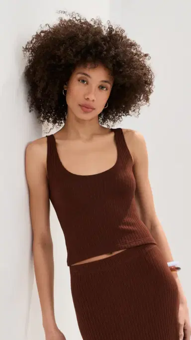 LE BOP Louise Cropped Tank Chocolate | Thumbnail 2 LE BOP Louise Cropped Tank Chocolate | Thumbnail 2