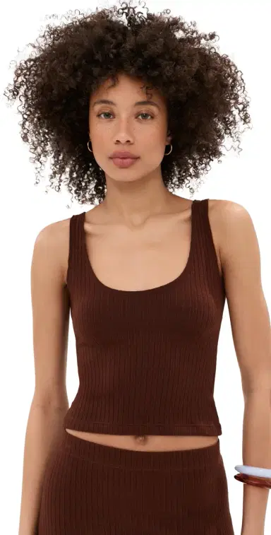 LE BOP Louise Cropped Tank Chocolate | Thumbnail 1 LE BOP Louise Cropped Tank Chocolate | Thumbnail 1