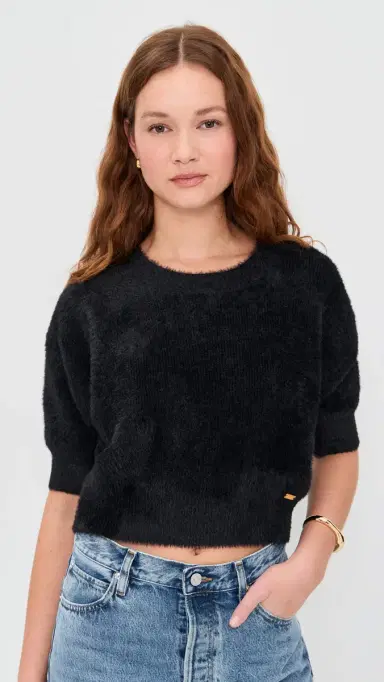 L'AGENCE Guinevere Short Sleeve Crop Crew Black | Thumbnail 2 L'AGENCE Guinevere Short Sleeve Crop Crew Black | Thumbnail 2