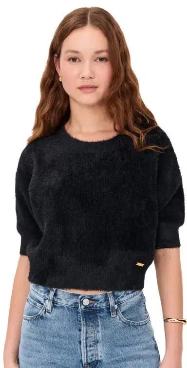 L'AGENCE Guinevere Short Sleeve Crop Crew Black | Thumbnail 1 L'AGENCE Guinevere Short Sleeve Crop Crew Black | Thumbnail 1
