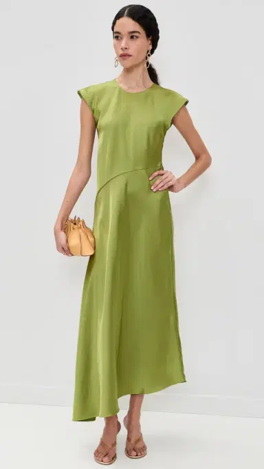 Tanya Taylor Violeta Satin Dress Asparagus | Thumbnail 2 Tanya Taylor Violeta Satin Dress Asparagus | Thumbnail 2