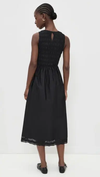 Madewell The Embroidered Melody Smocked Midi Dress Jet Black | Thumbnail 3 Madewell The Embroidered Melody Smocked Midi Dress Jet Black | Thumbnail 3