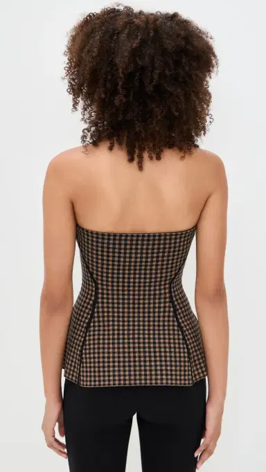LE BOP Gingham Strapless Peplum Top Chocolate/Black | Thumbnail 3 LE BOP Gingham Strapless Peplum Top Chocolate/Black | Thumbnail 3