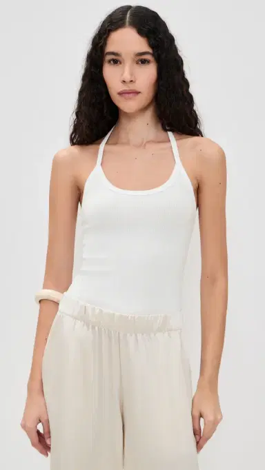 ENZA COSTA Ribbed Halter Tank White | Thumbnail 2 ENZA COSTA Ribbed Halter Tank White | Thumbnail 2