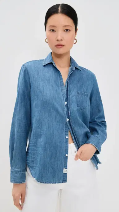 Frank & Eileen Eileen Denim Relaxed Button Down Shirt Vintage tonewashed Indigo | Thumbnail 2 Frank & Eileen Eileen Denim Relaxed Button Down Shirt Vintage tonewashed Indigo | Thumbnail 2