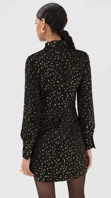 SIMKHAI Daphne Long Sleeve Draped Mock Neck Mini Dress Black multi | Thumbnail 3 SIMKHAI Daphne Long Sleeve Draped Mock Neck Mini Dress Black multi | Thumbnail 3