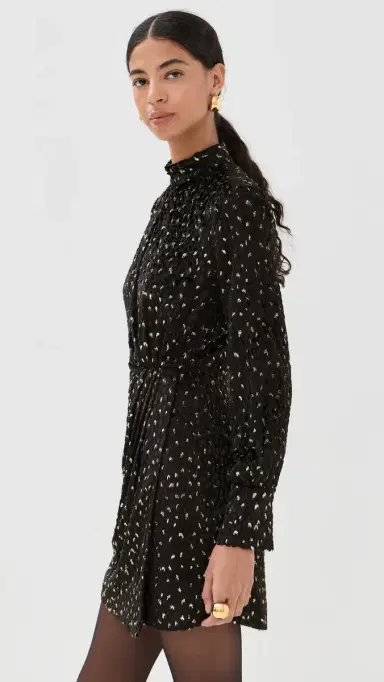 SIMKHAI Daphne Long Sleeve Draped Mock Neck Mini Dress Black multi | Thumbnail 4 SIMKHAI Daphne Long Sleeve Draped Mock Neck Mini Dress Black multi | Thumbnail 4