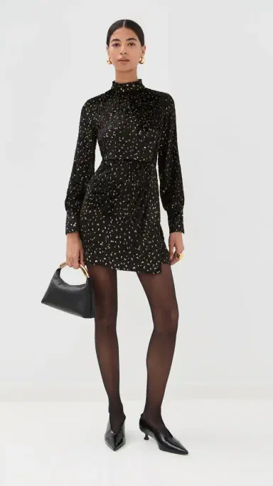 SIMKHAI Daphne Long Sleeve Draped Mock Neck Mini Dress Black multi | Thumbnail 5 SIMKHAI Daphne Long Sleeve Draped Mock Neck Mini Dress Black multi | Thumbnail 5