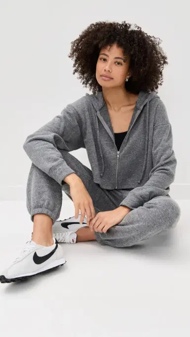 Year of Ours Classic Zip Up Sweatshirt Heather Grey | Thumbnail 5 Year of Ours Classic Zip Up Sweatshirt Heather Grey | Thumbnail 5
