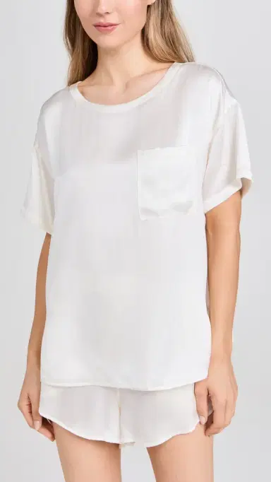 Lunya Washable ilk Tee Short et Tranquil White | Thumbnail 2 Lunya Washable ilk Tee Short et Tranquil White | Thumbnail 2