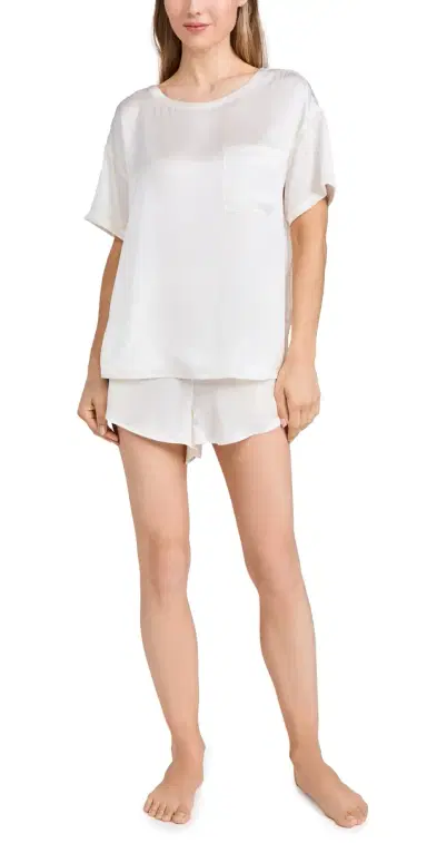 Lunya Washable ilk Tee Short et Tranquil White | Thumbnail 1 Lunya Washable ilk Tee Short et Tranquil White | Thumbnail 1