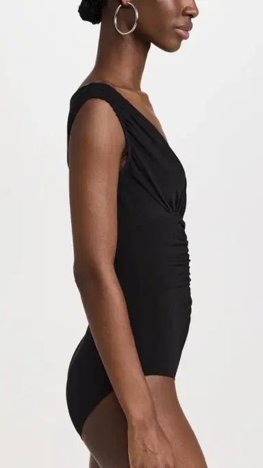 Norma Kamali Tara Shirred Front Mio One Piece Black | Thumbnail 4 Norma Kamali Tara Shirred Front Mio One Piece Black | Thumbnail 4