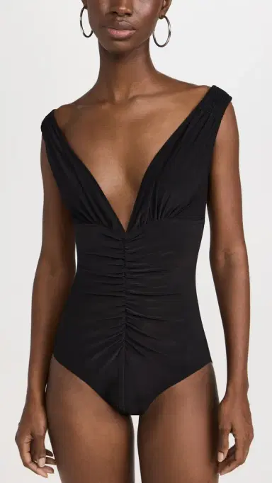 Norma Kamali Tara Shirred Front Mio One Piece Black | Thumbnail 5 Norma Kamali Tara Shirred Front Mio One Piece Black | Thumbnail 5
