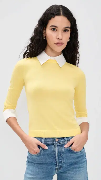 ALICE + OLIVIA Porla Collared Sweater Butter ulti | Thumbnail 2 ALICE + OLIVIA Porla Collared Sweater Butter ulti | Thumbnail 2