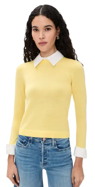 ALICE + OLIVIA Porla Collared Sweater Butter ulti | Thumbnail 1 ALICE + OLIVIA Porla Collared Sweater Butter ulti | Thumbnail 1