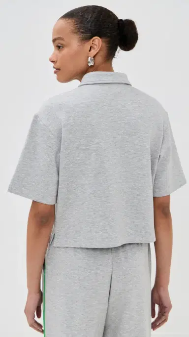 LE BOP Josephine Polo Top Heather Grey | Thumbnail 3 LE BOP Josephine Polo Top Heather Grey | Thumbnail 3