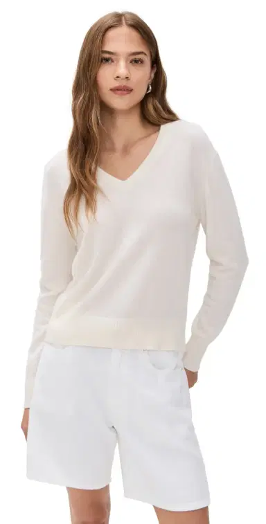 White + Warren Cashmere V Neck Soft White L | Thumbnail 1 White + Warren Cashmere V Neck Soft White L | Thumbnail 1