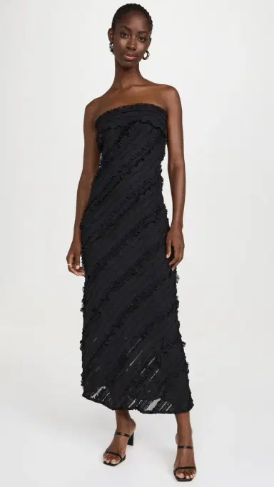 endless rose Strapless Ruffled Maxi Dress Black | Thumbnail 2 endless rose Strapless Ruffled Maxi Dress Black | Thumbnail 2