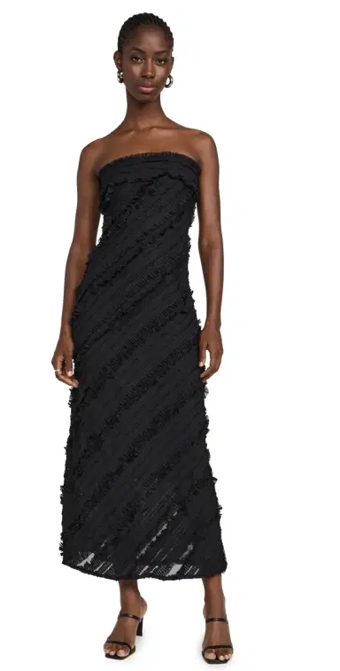 endless rose Strapless Ruffled Maxi Dress Black | Thumbnail 1 endless rose Strapless Ruffled Maxi Dress Black | Thumbnail 1