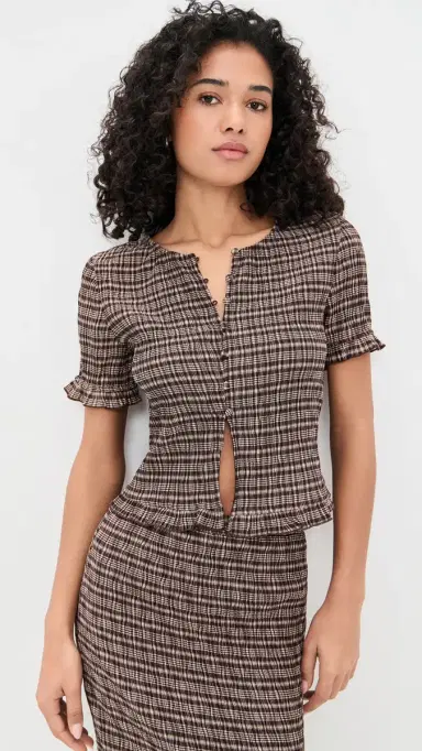 Bailey Rose Plaid Blouse Chocolate | Thumbnail 2 Bailey Rose Plaid Blouse Chocolate | Thumbnail 2