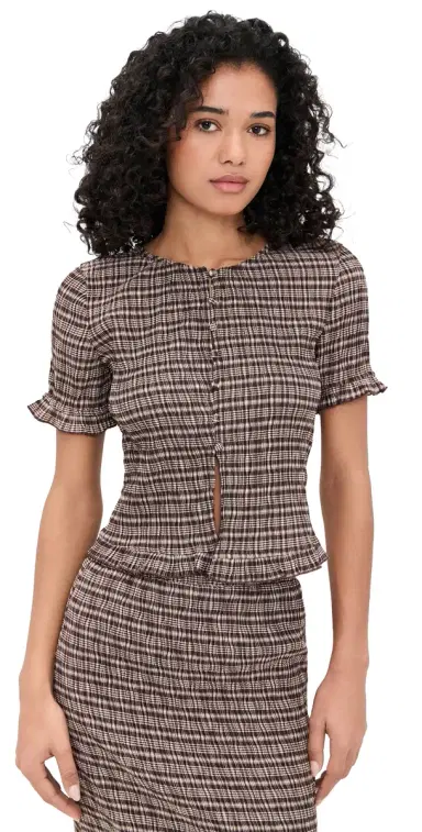 Bailey Rose Plaid Blouse Chocolate | Thumbnail 1 Bailey Rose Plaid Blouse Chocolate | Thumbnail 1