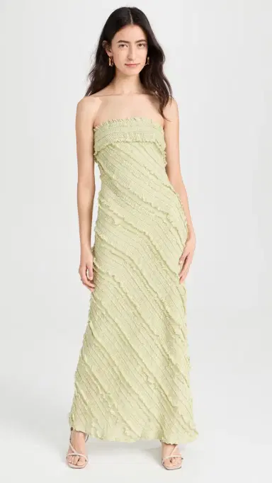endless rose Strapless Ruffled Maxi Dress Pistachio | Thumbnail 2 endless rose Strapless Ruffled Maxi Dress Pistachio | Thumbnail 2