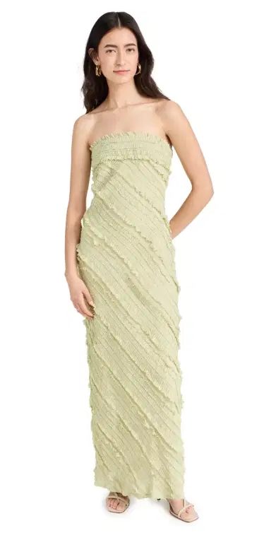 endless rose Strapless Ruffled Maxi Dress Pistachio | Thumbnail 1 endless rose Strapless Ruffled Maxi Dress Pistachio | Thumbnail 1