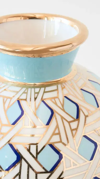 Jonathan Adler Basket Weave Round Vase Blue One Size | Thumbnail 4 Jonathan Adler Basket Weave Round Vase Blue One Size | Thumbnail 4