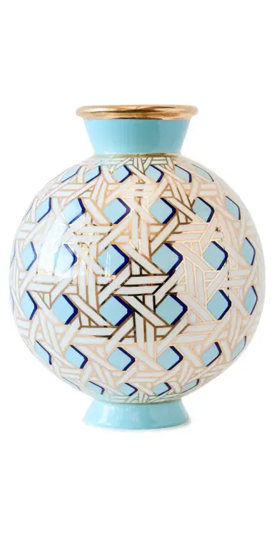Jonathan Adler Basket Weave Round Vase Blue One Size | Thumbnail 1 Jonathan Adler Basket Weave Round Vase Blue One Size | Thumbnail 1