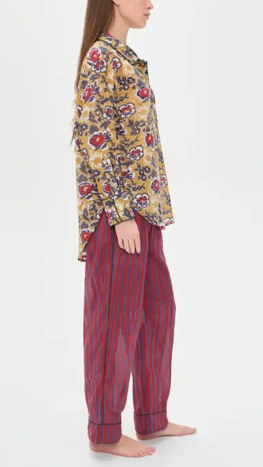 Folkloore Long Pajama Set Purple & Burgundy Flowers | Thumbnail 4 Folkloore Long Pajama Set Purple & Burgundy Flowers | Thumbnail 4