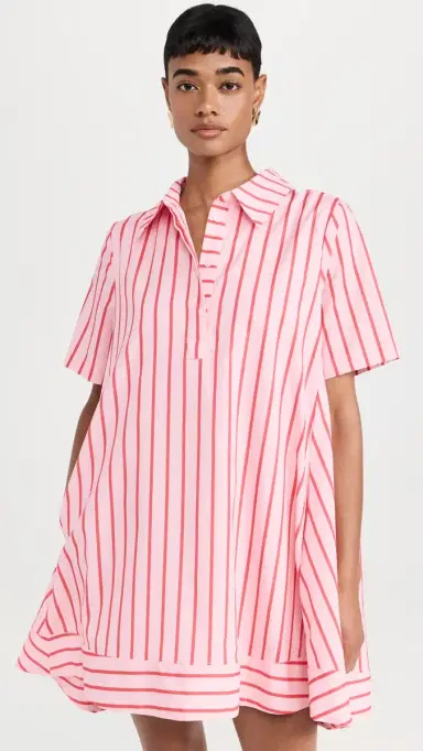 English Factory tripe A-line Shirt Dress Pink/Red | Thumbnail 2 English Factory tripe A-line Shirt Dress Pink/Red | Thumbnail 2