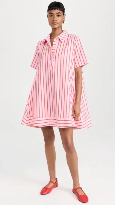 English Factory tripe A-line Shirt Dress Pink/Red | Thumbnail 6 English Factory tripe A-line Shirt Dress Pink/Red | Thumbnail 6