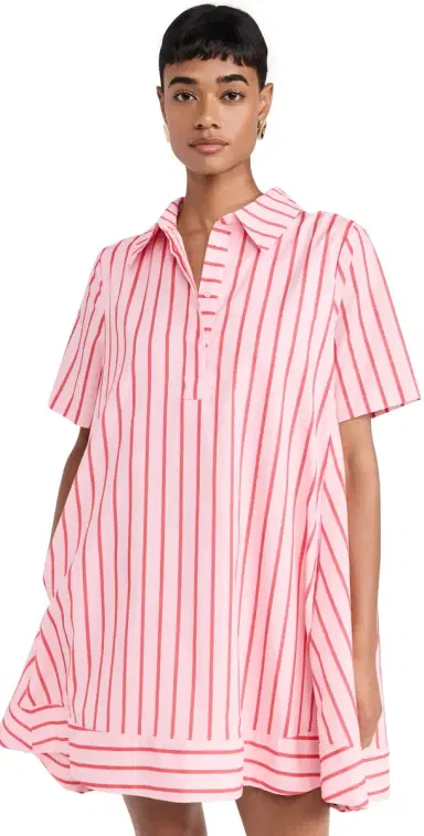 English Factory tripe A-line Shirt Dress Pink/Red | Thumbnail 1 English Factory tripe A-line Shirt Dress Pink/Red | Thumbnail 1