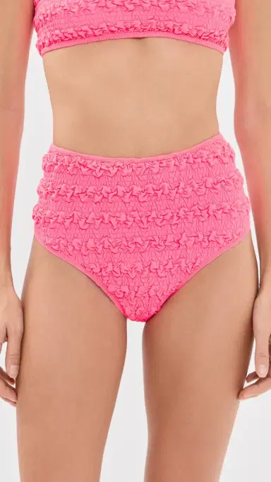 Sea Cybelle Smocked High Waisted Bikini Bottoms Pink | Thumbnail 2 Sea Cybelle Smocked High Waisted Bikini Bottoms Pink | Thumbnail 2