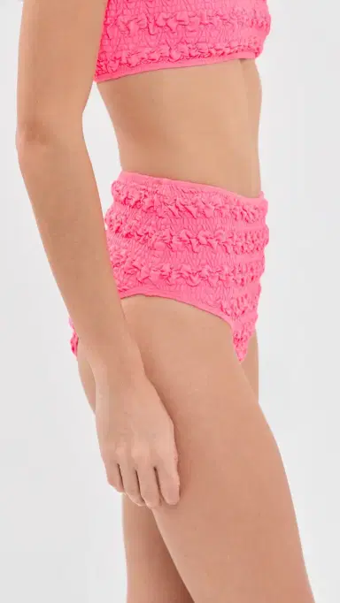 Sea Cybelle Smocked High Waisted Bikini Bottoms Pink | Thumbnail 4 Sea Cybelle Smocked High Waisted Bikini Bottoms Pink | Thumbnail 4