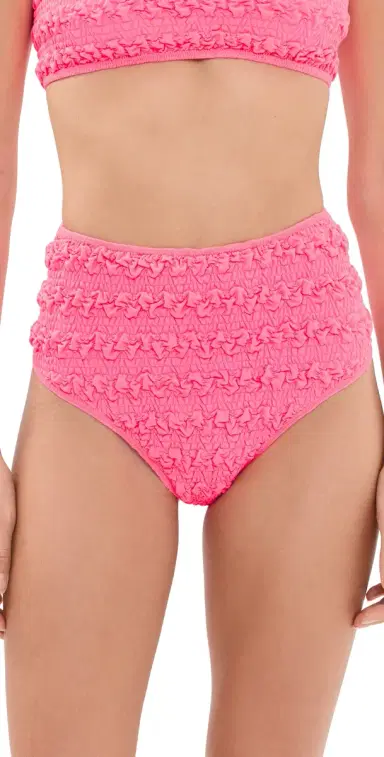 Sea Cybelle Smocked High Waisted Bikini Bottoms Pink | Thumbnail 1 Sea Cybelle Smocked High Waisted Bikini Bottoms Pink | Thumbnail 1
