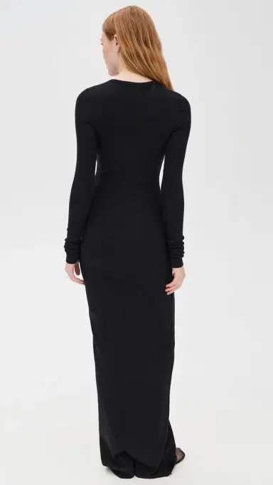 ÉTERNE Long Sleeve Crewneck Maxi Dress Black | Thumbnail 3 ÉTERNE Long Sleeve Crewneck Maxi Dress Black | Thumbnail 3