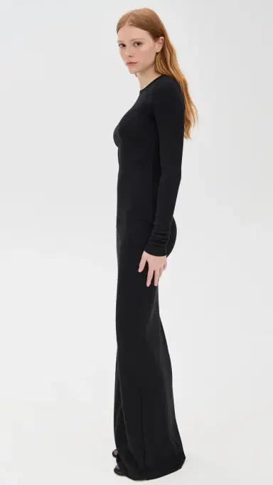 ÉTERNE Long Sleeve Crewneck Maxi Dress Black | Thumbnail 4 ÉTERNE Long Sleeve Crewneck Maxi Dress Black | Thumbnail 4