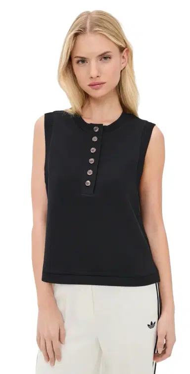 Varley Marla Button Placket Tank Black | Thumbnail 1 Varley Marla Button Placket Tank Black | Thumbnail 1