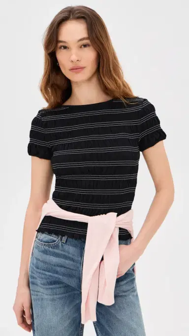 Madewell mocked hort leeve Tee Jet Black | Thumbnail 2 Madewell mocked hort leeve Tee Jet Black | Thumbnail 2