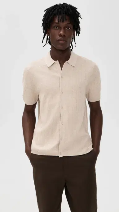 REIGNING CHAMP Knit Piazza Shirt Heather Oatmeal | Thumbnail 2 REIGNING CHAMP Knit Piazza Shirt Heather Oatmeal | Thumbnail 2