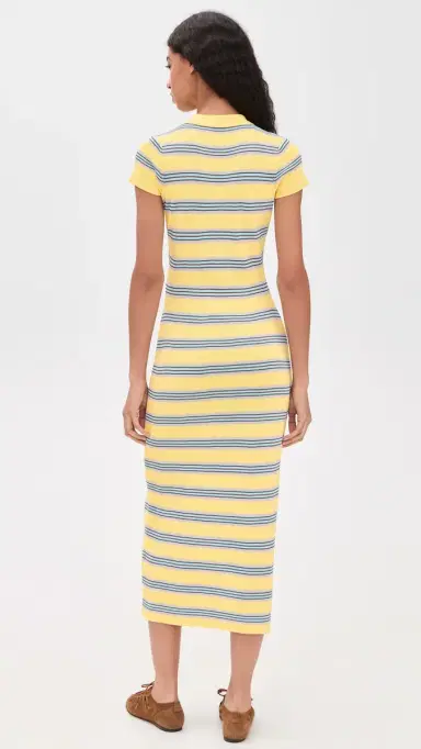 Rowing Blazers Women's Striped Polo Maxi Dress Yellow Stripe | Thumbnail 3 Rowing Blazers Women's Striped Polo Maxi Dress Yellow Stripe | Thumbnail 3