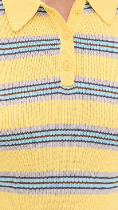 Rowing Blazers Women's Striped Polo Maxi Dress Yellow Stripe | Thumbnail 6 Rowing Blazers Women's Striped Polo Maxi Dress Yellow Stripe | Thumbnail 6