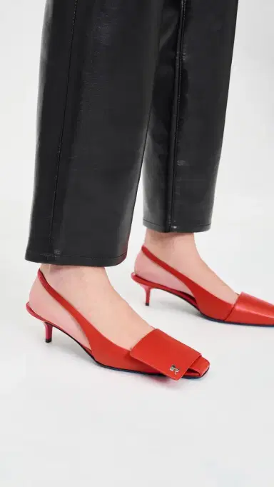 Courrèges Fold Kitten Slingbacks Bright Red | Thumbnail 3 Courrèges Fold Kitten Slingbacks Bright Red | Thumbnail 3