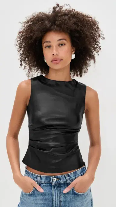Joe's Jeans The Meg Vegan eather Top Black | Thumbnail 2 Joe's Jeans The Meg Vegan eather Top Black | Thumbnail 2