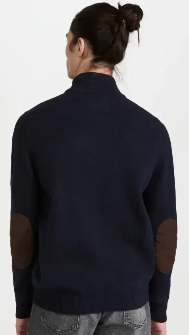 Barbour Elbow Patch Button Sweater Navy | Thumbnail 3 Barbour Elbow Patch Button Sweater Navy | Thumbnail 3