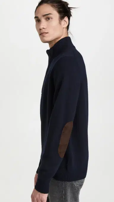 Barbour Elbow Patch Button Sweater Navy | Thumbnail 4 Barbour Elbow Patch Button Sweater Navy | Thumbnail 4