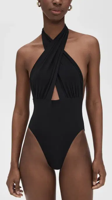 Norma Kamali Cross Halter Mio One Piece Black | Thumbnail 2 Norma Kamali Cross Halter Mio One Piece Black | Thumbnail 2