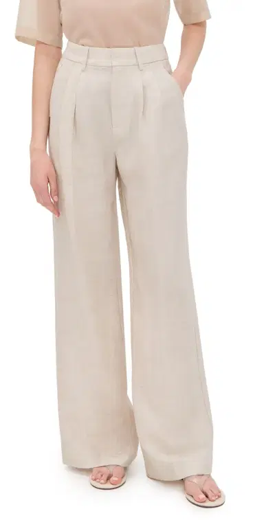 Good American Linen Blend Trousers Oat | Thumbnail 1 Good American Linen Blend Trousers Oat | Thumbnail 1
