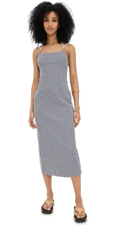 Lioness Birkin Midi Dress Navy Stripe | Thumbnail 1 Lioness Birkin Midi Dress Navy Stripe | Thumbnail 1